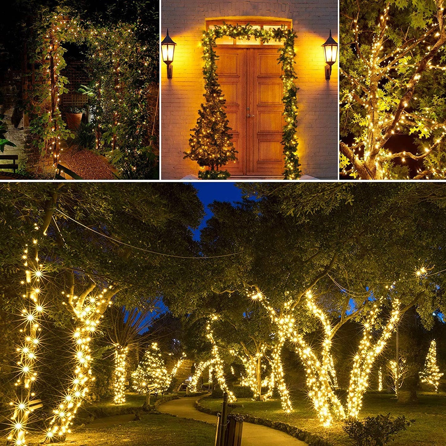 200 LED Solar Green Cable Solar String Lights - Warm White