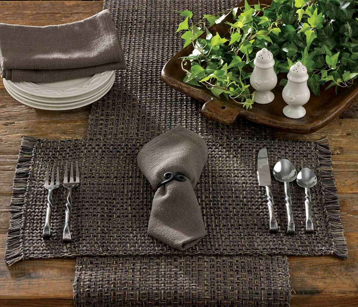 Tweed Table Runner - 36"L - Charcoal