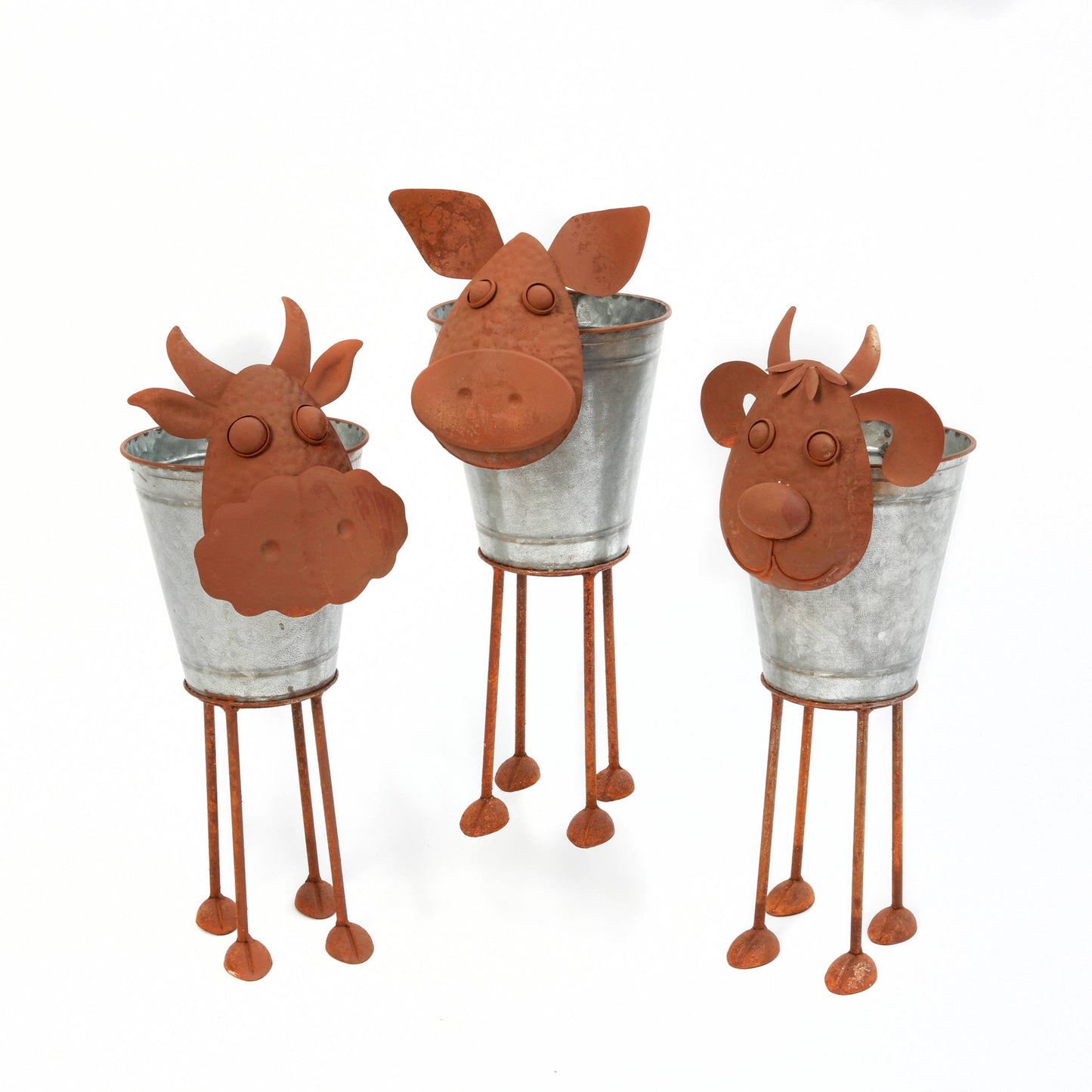 19.75"H Rustic Galvanized Metal Farm Animal Planter