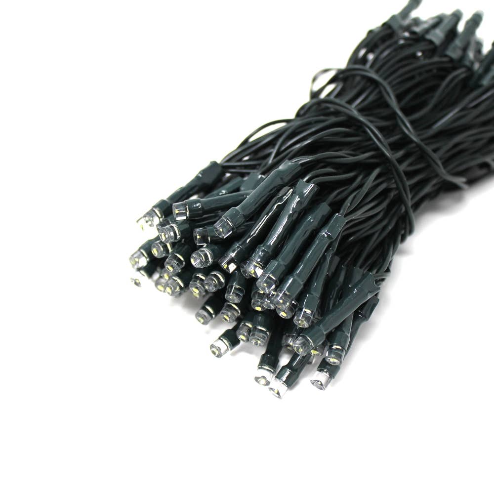 100 LED Green Cable Solar String Lights - Warm White