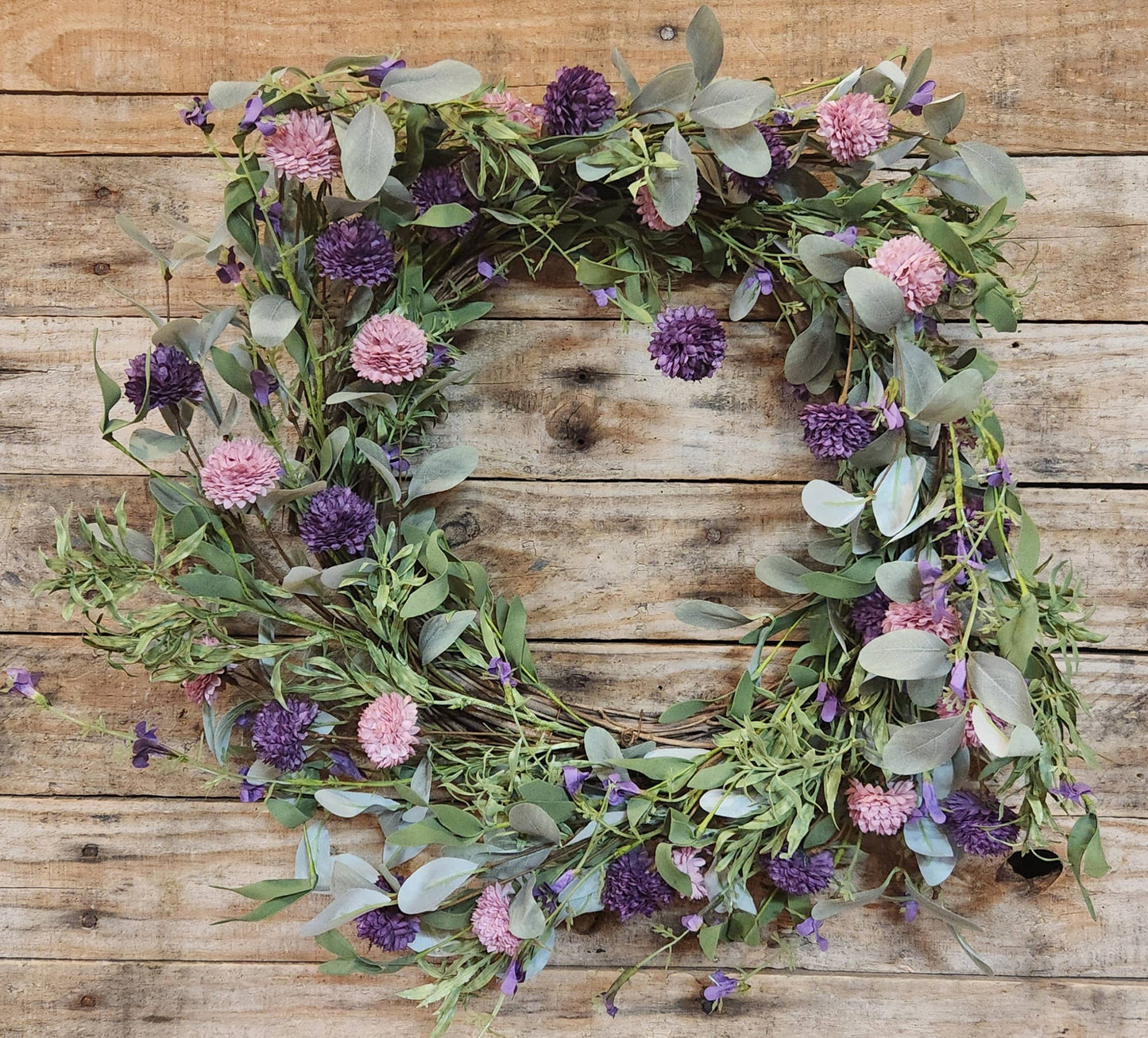 Pink/Purple Pom Pom Wreath 22"
