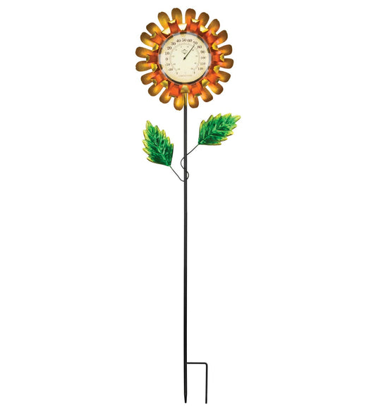 Thermometer Solar Stake - Yellow Buttercup
