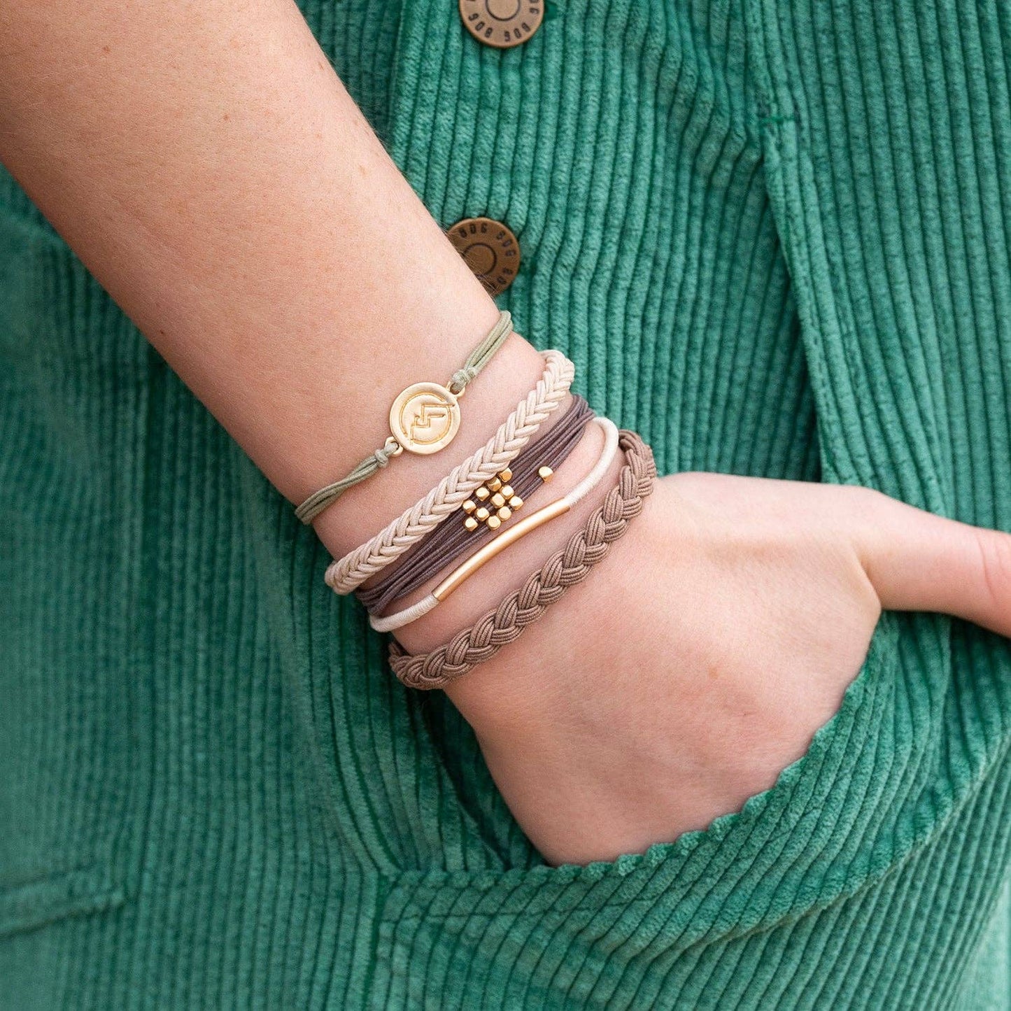 "Climb" Gold Mountain Peak Charm Hair Tie Bracelets