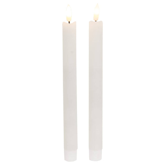 2/Set - White Wax Timer Tapers - 10"H