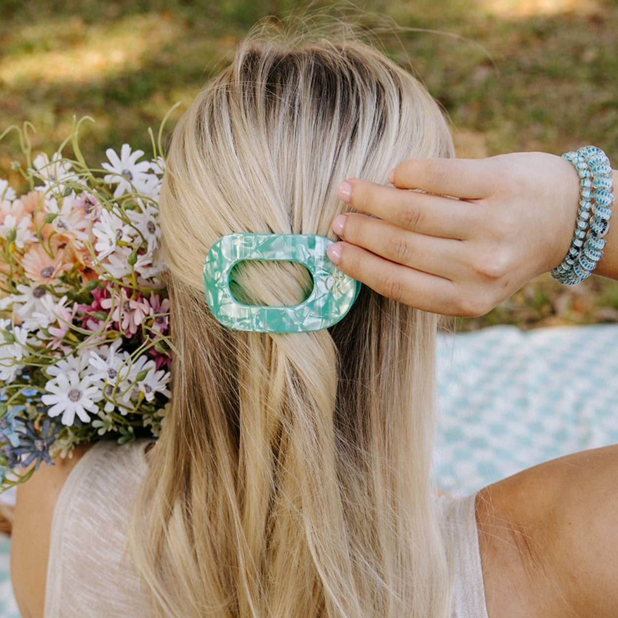 Flat Round Hair Clip | Small | Spring Splash