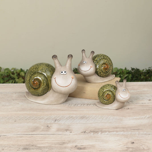 S/3 Terracotta Snails, Lg is 9