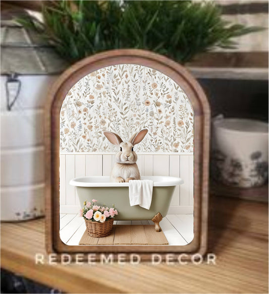 RTS Arch Bunny in Tub Framed Art
