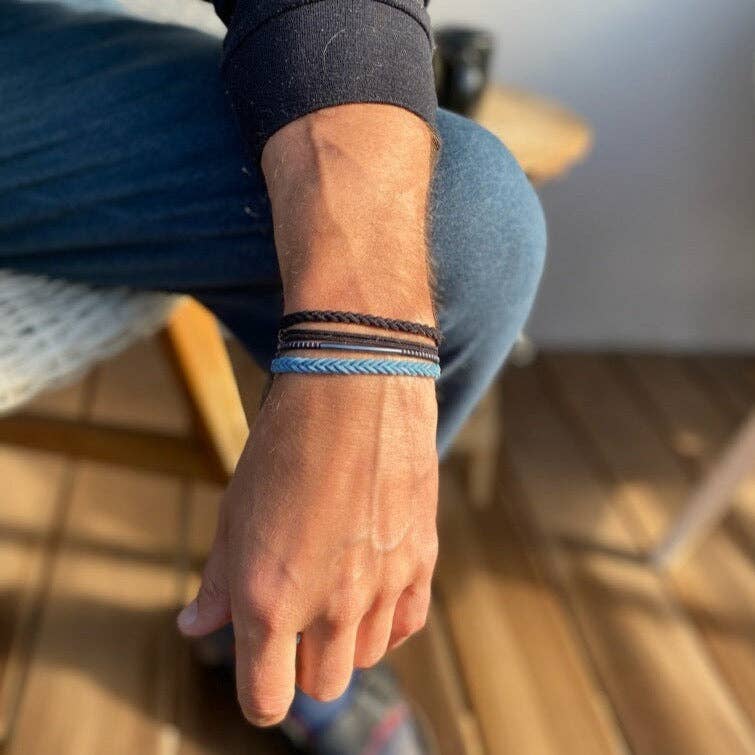 "Hustle" Brown Blue Black Hair Tie Bracelets