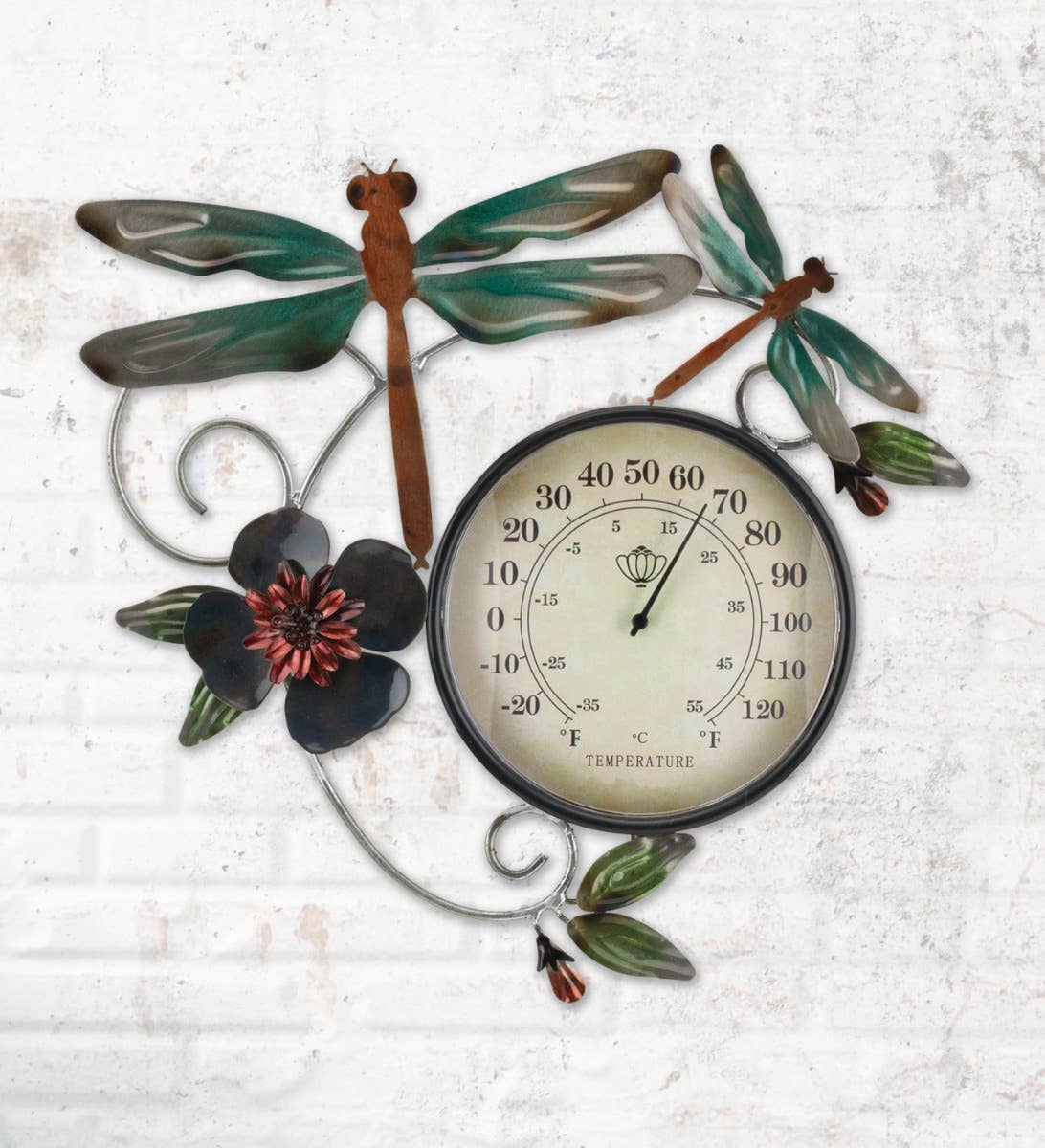 Thermometer Metallic Wall Decor - Dragonfly
