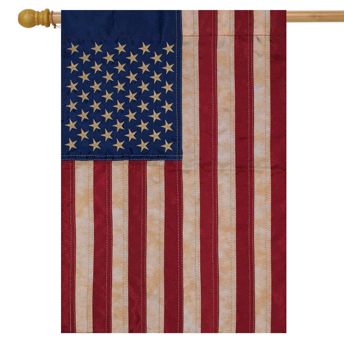 Tea Stained American Flag Embroidered House Flag
