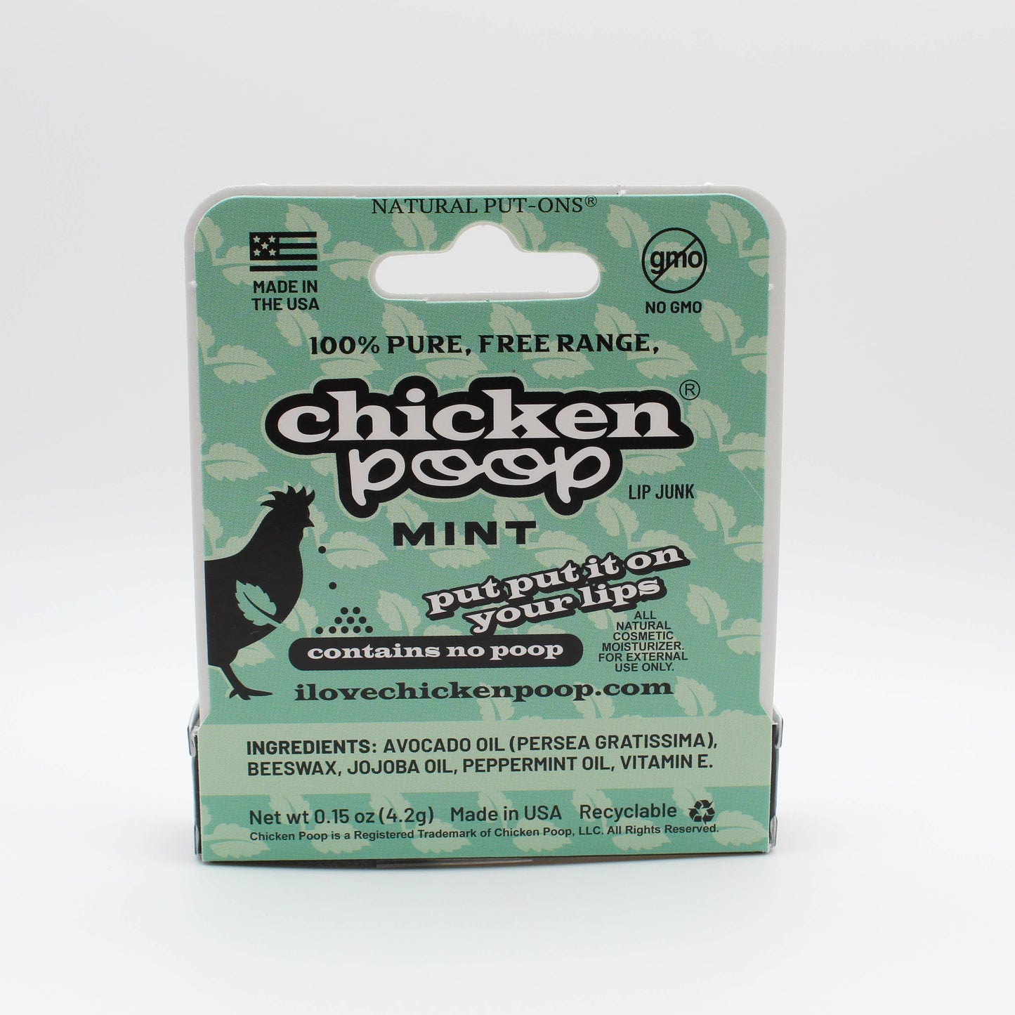 Chicken Poop® MINT Lip Balm, All Natural *1 Tube*