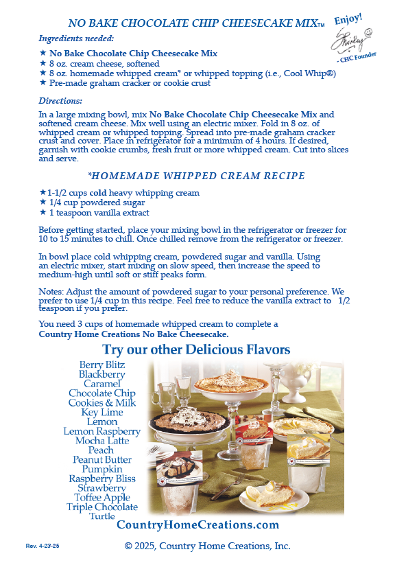 No Bake Chocolate Chip Cheesecake Mix