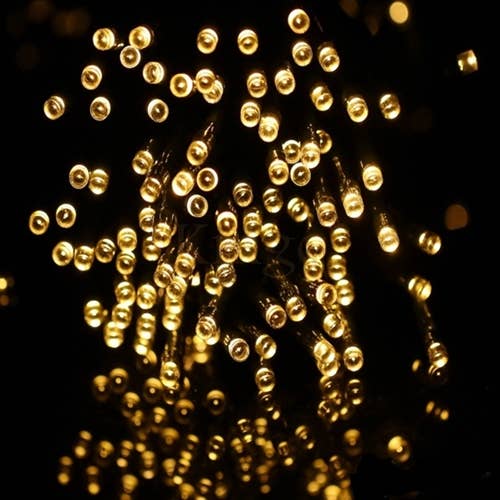 100 LED Green Cable Solar String Lights - Warm White