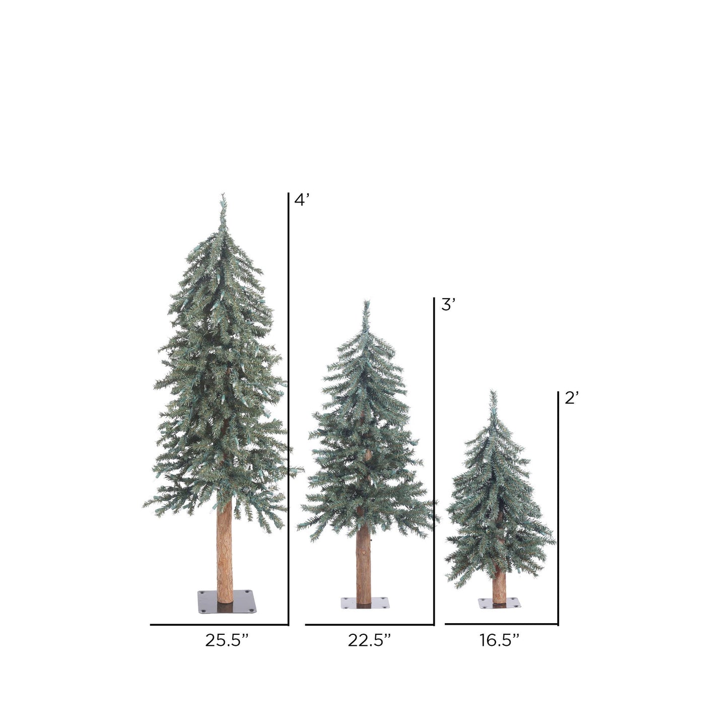 Vickerman 2' 3' 4' Natural Bark Alpine Tree Set
