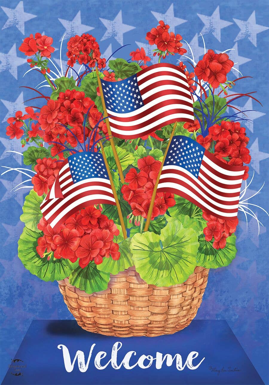 Patriotic Basket Garden Flag