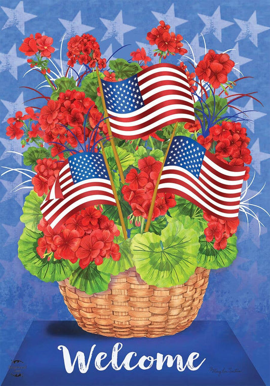 Patriotic Basket Garden Flag