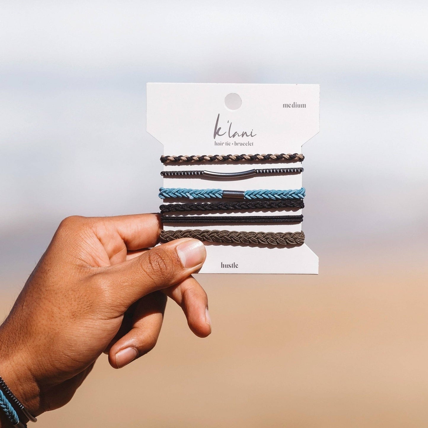 "Hustle" Brown Blue Black Hair Tie Bracelets