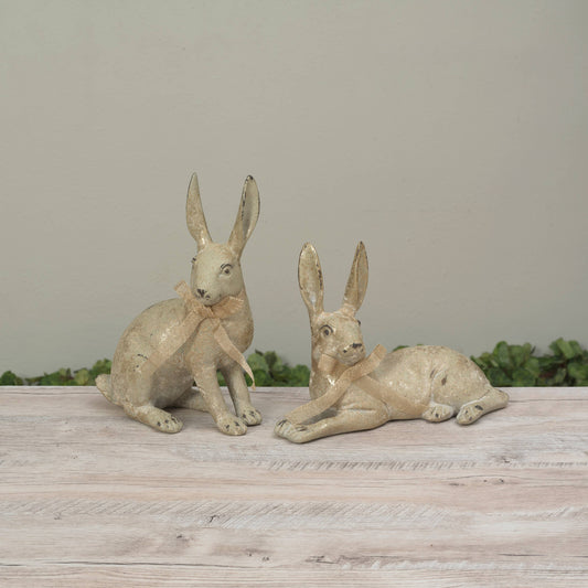 Standing 11"L Resin Bunny w/ Bow