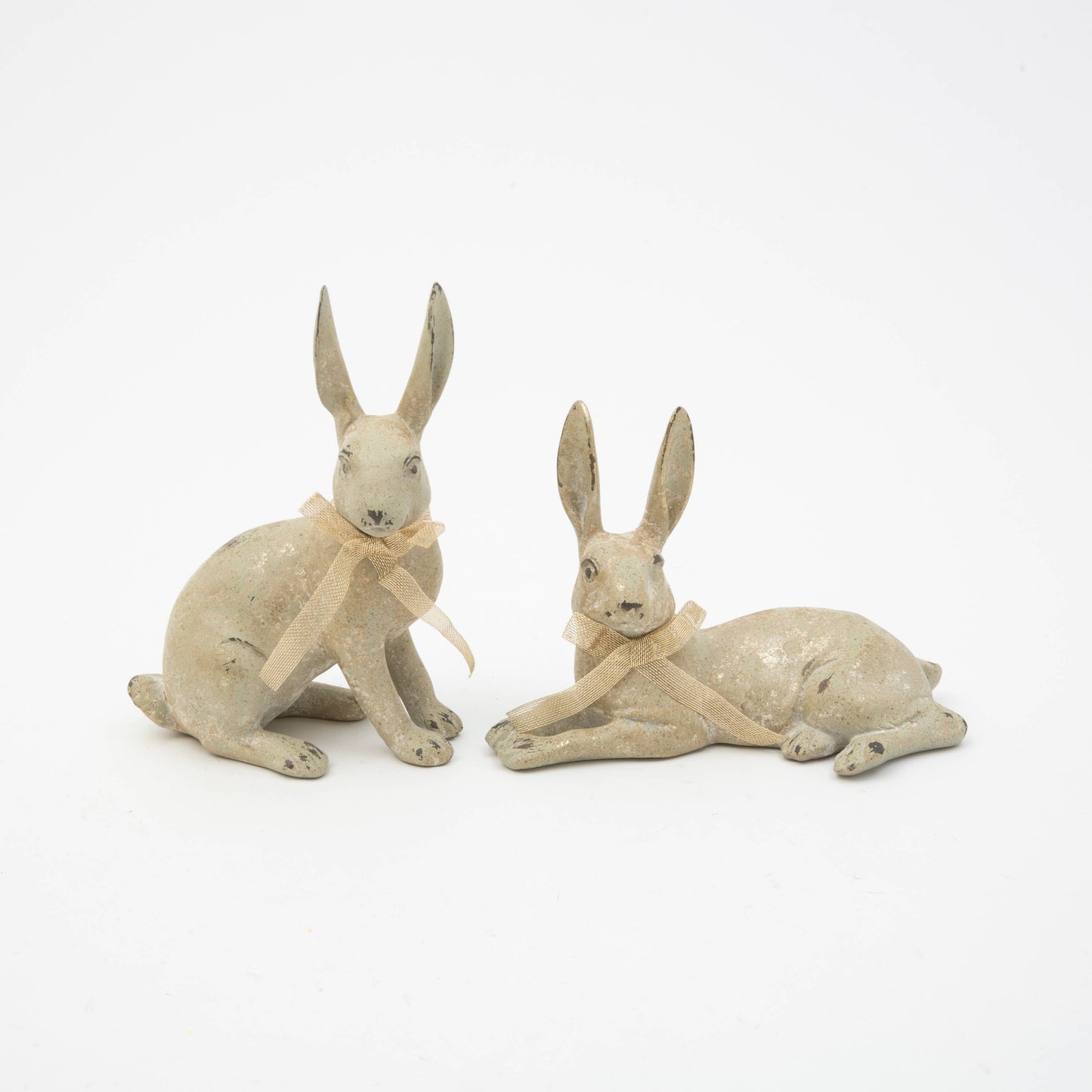 Laying 11"L Resin Bunny w/ Bow