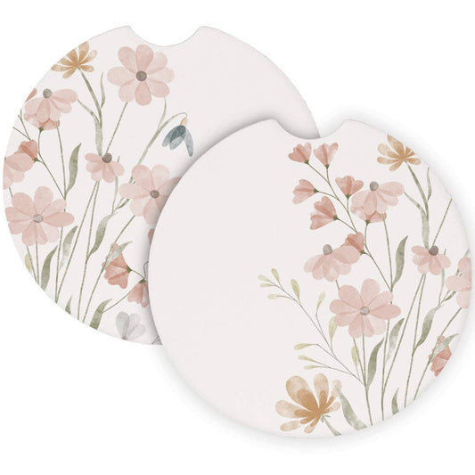 Watercolor Flowers - Car Coasters