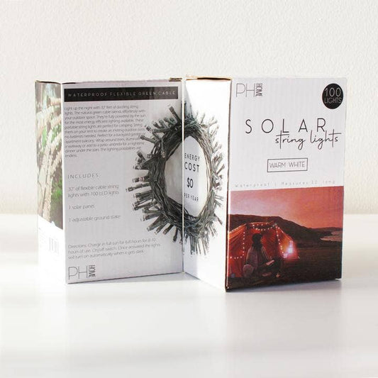 100 LED Green Cable Solar String Lights - Warm White