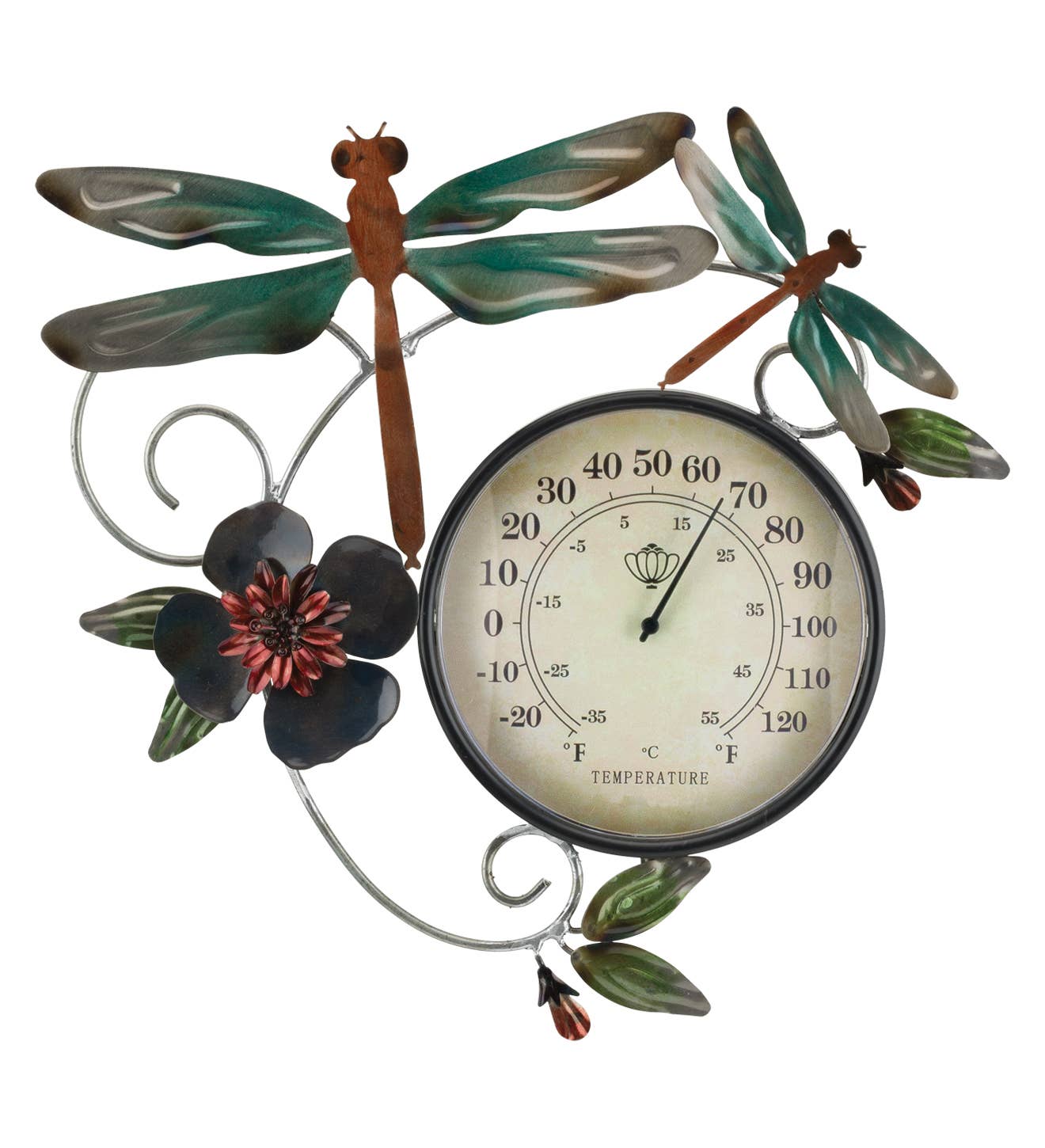 Thermometer Metallic Wall Decor - Dragonfly