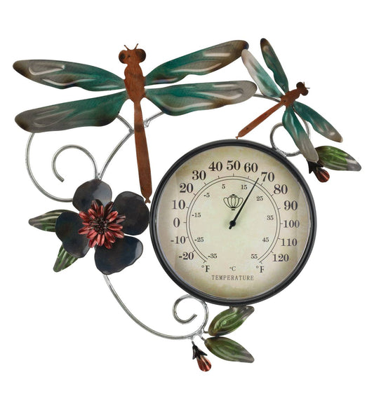 Thermometer Metallic Wall Decor - Dragonfly