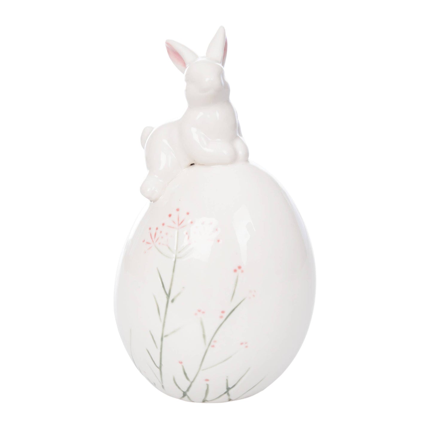 Easter Botanical Bunny On Egg Decorative Figurine