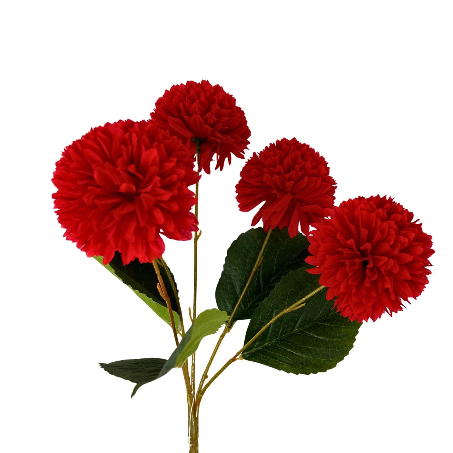 Pom Pom Flower Bush x5 - Red - 17"