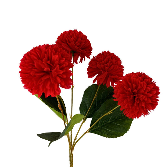 Pom Pom Flower Bush x5 - Red - 17"