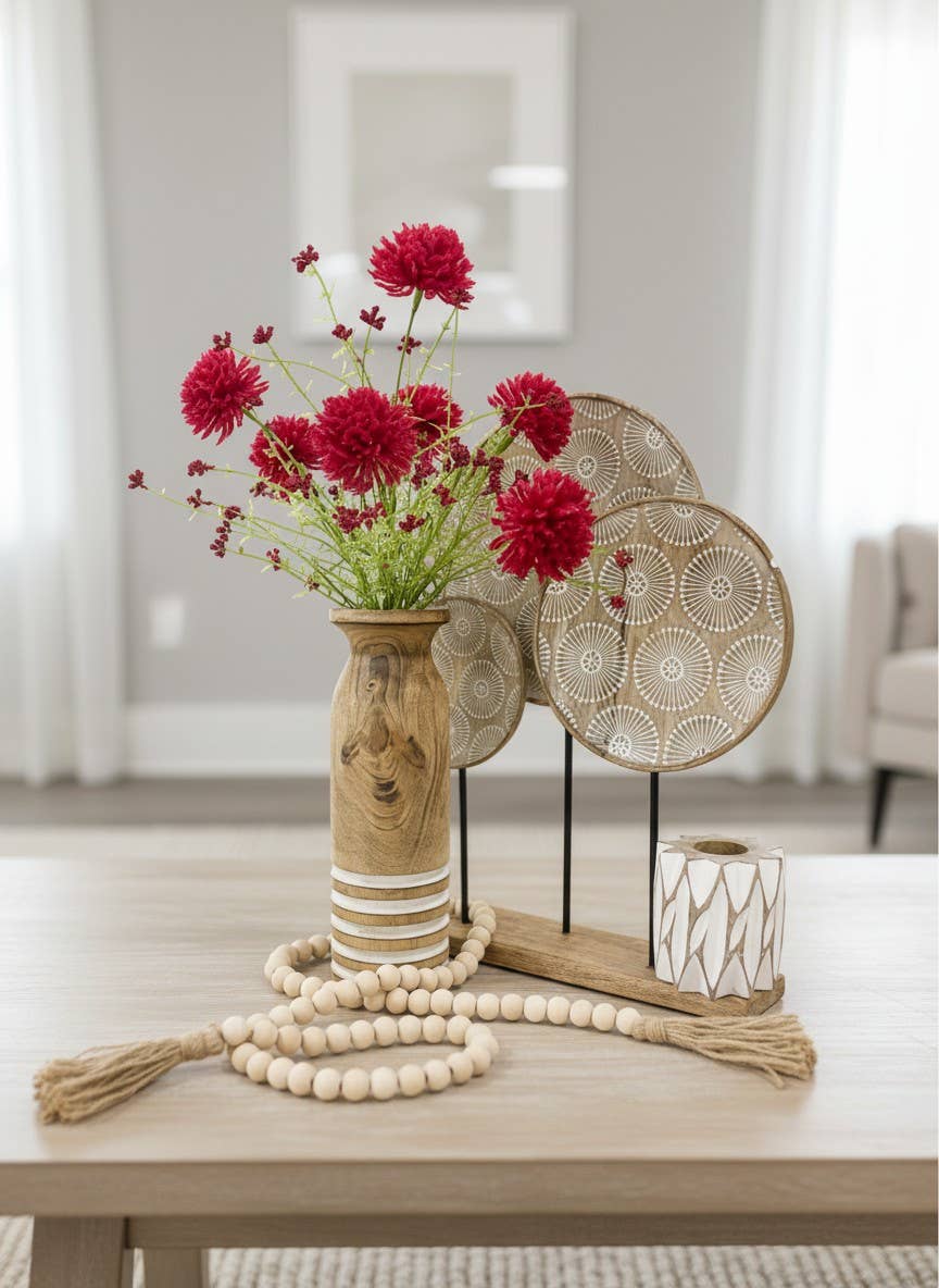 Burgundy Puff Balls 19in