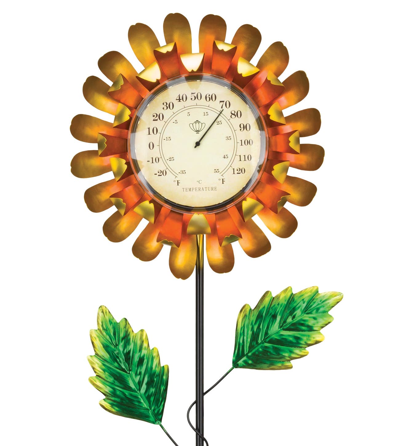 Thermometer Solar Stake - Yellow Buttercup