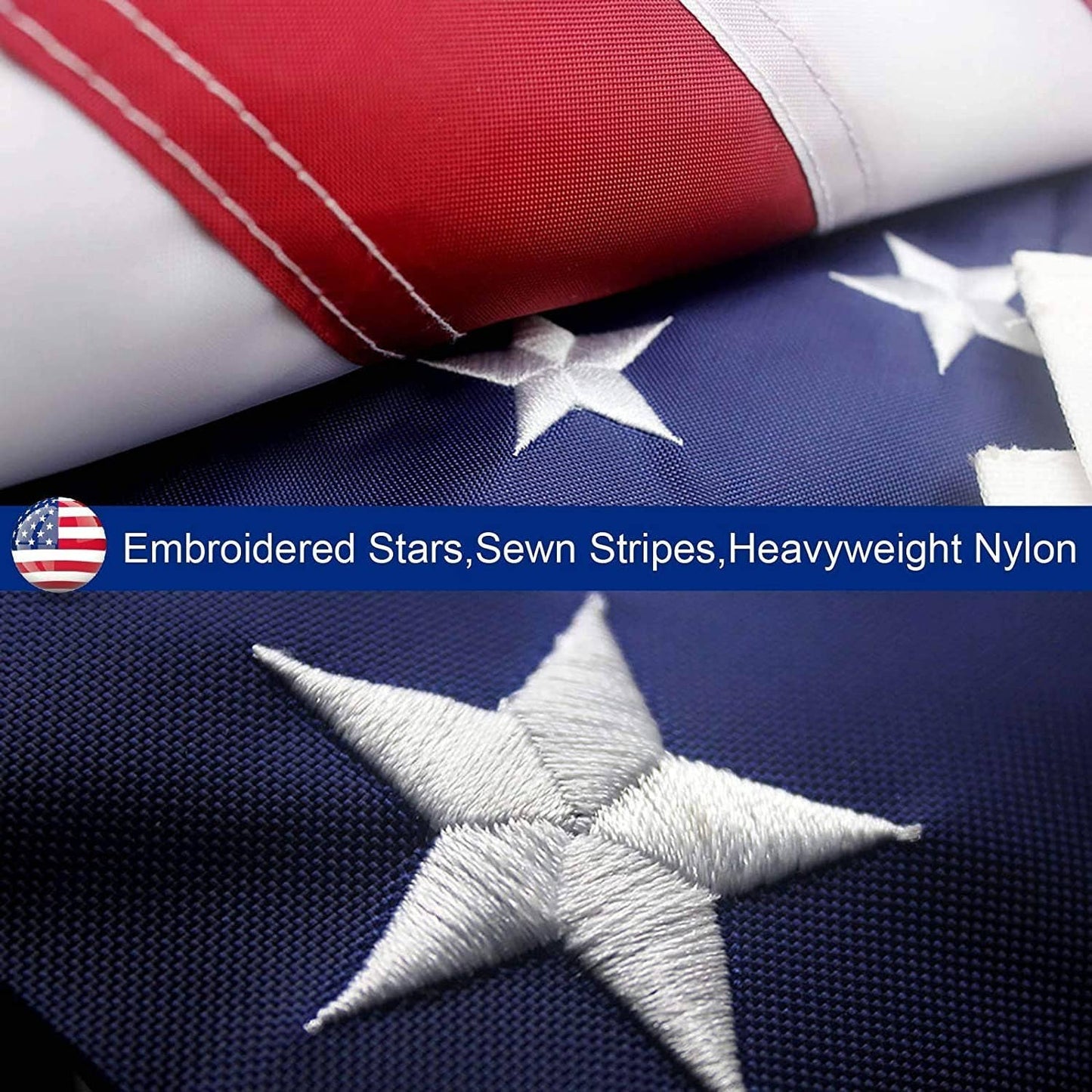 American Flag 4x6 ft or 3x5 ft Outdoor Heavy Duty Embroidered Stars USA Flag Sewn Stripes Fade Resistance Brass Grommets All Weather UV.