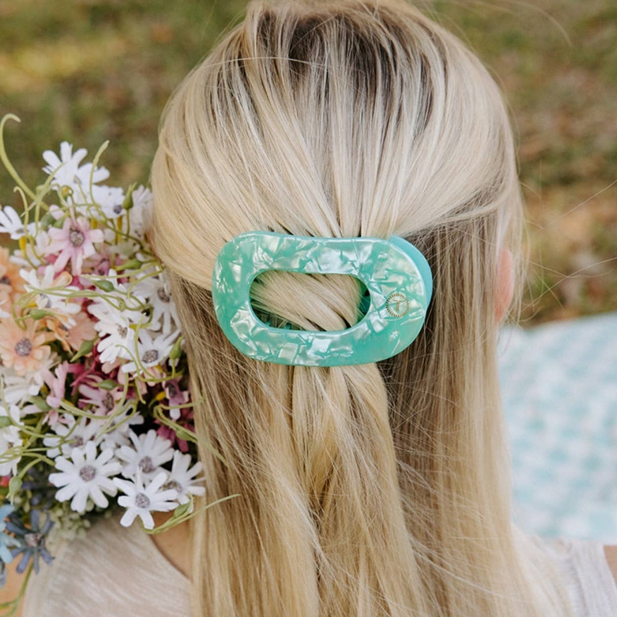 Flat Round Hair Clip | Medium | Spring Splash