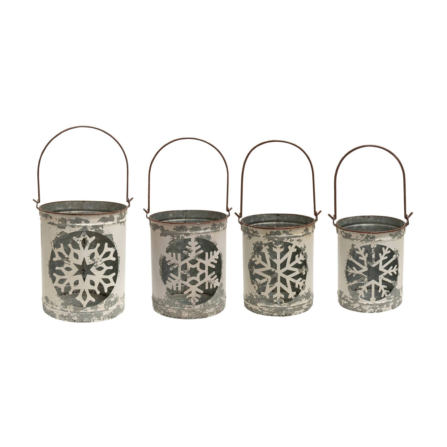 White Vintage Snowflake Buckets