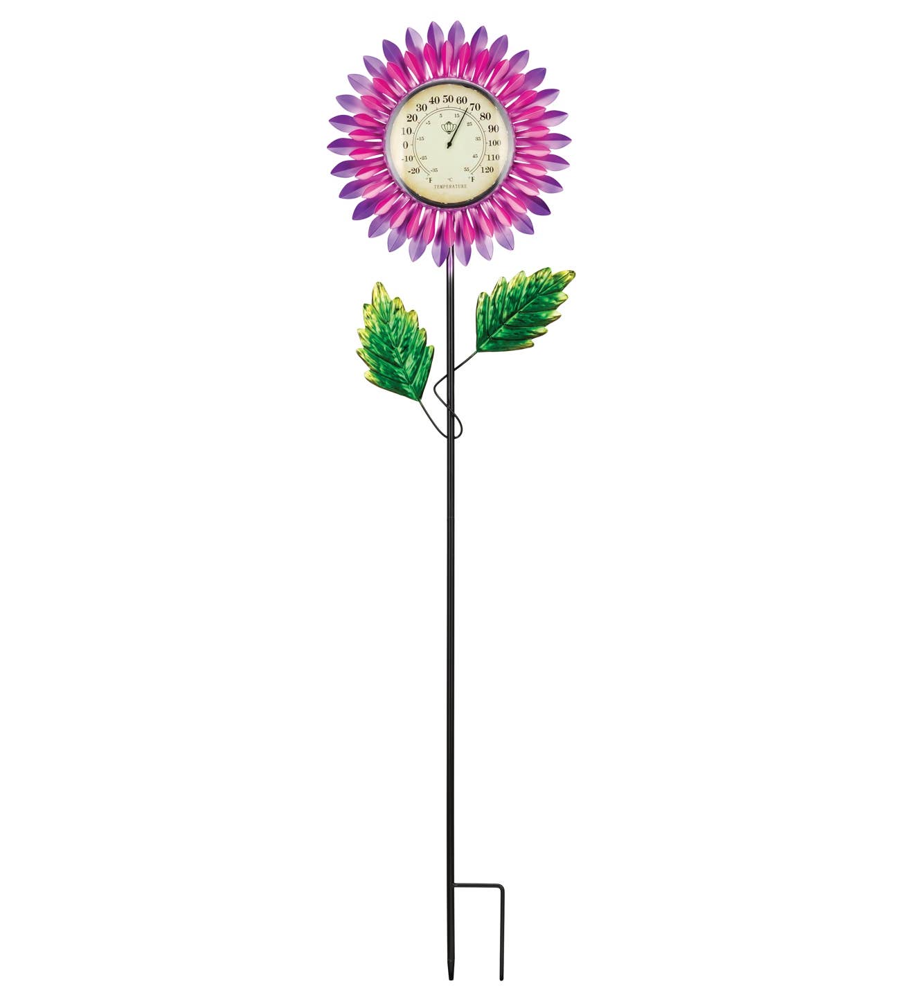Thermometer Solar Stake - Pink Daisy