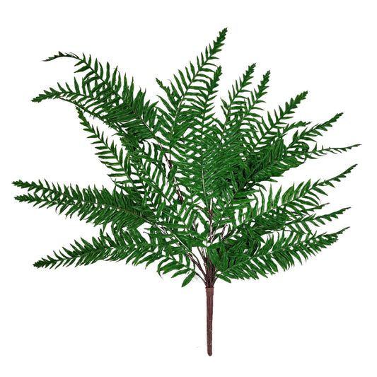 21" Plastic Fern Bush - Dark Green