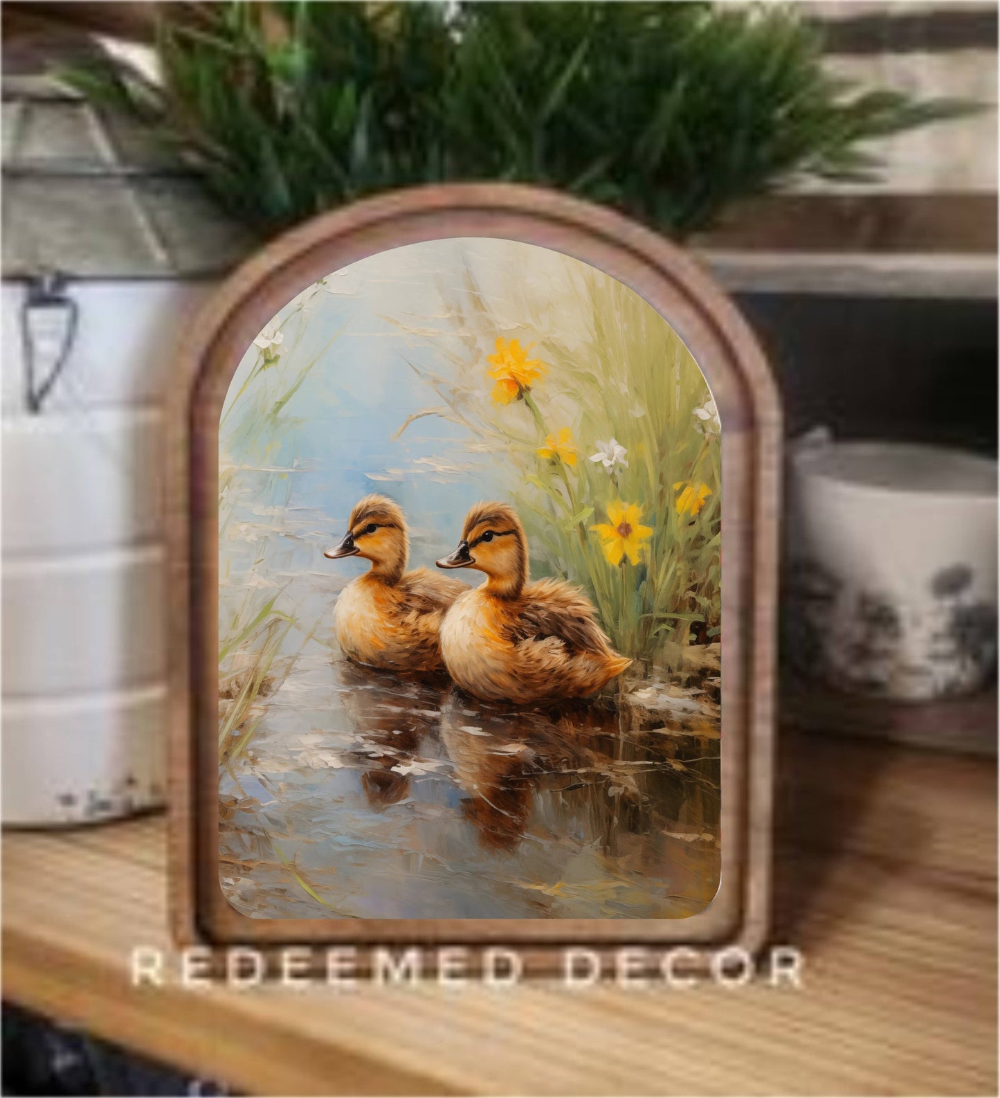 Arch Top Spring Ducklings Framed Art