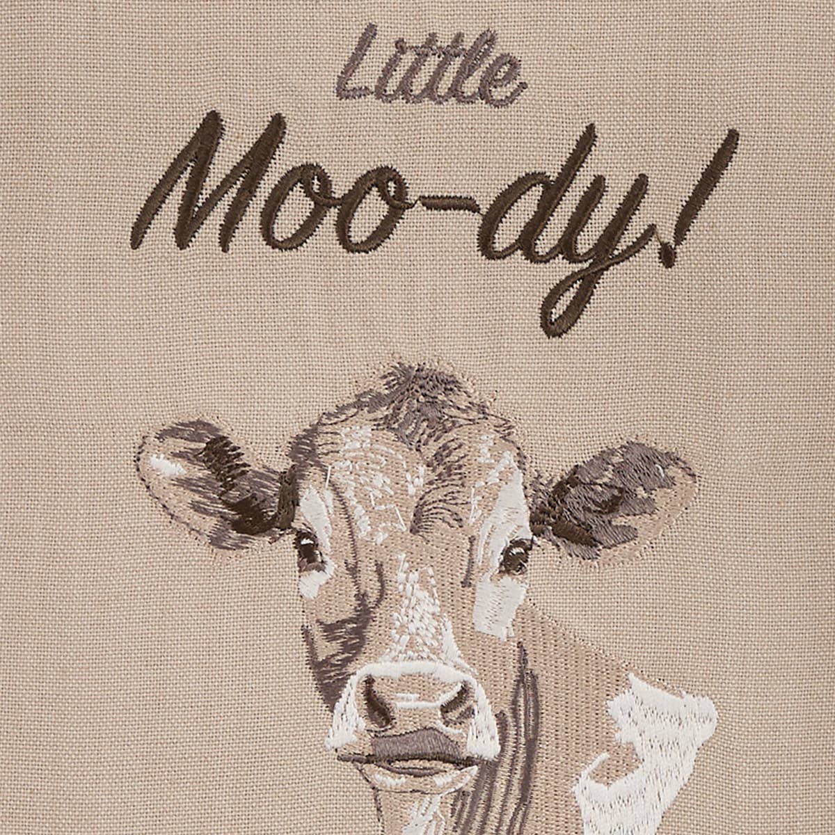 Just A Little Moo-Dy Embroidered Dishtowel