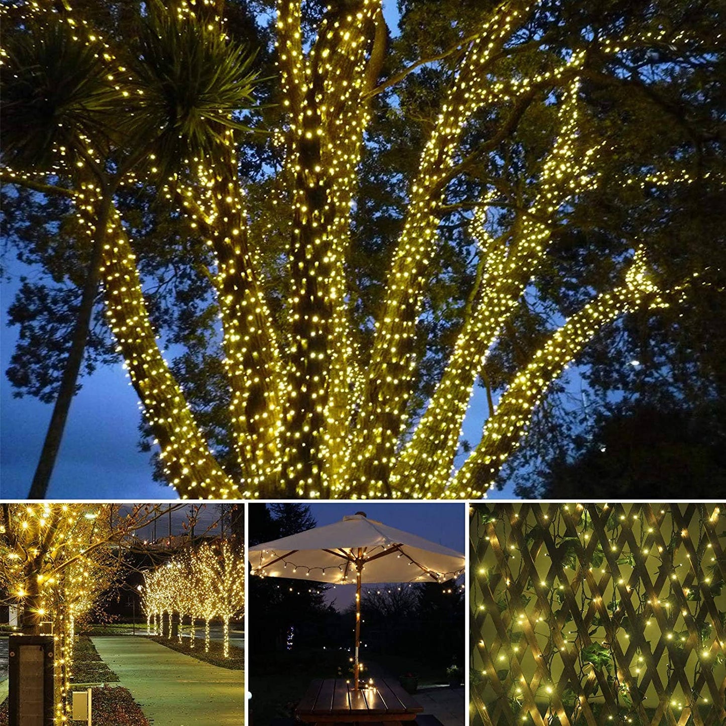 100 LED Green Cable Solar String Lights - Warm White