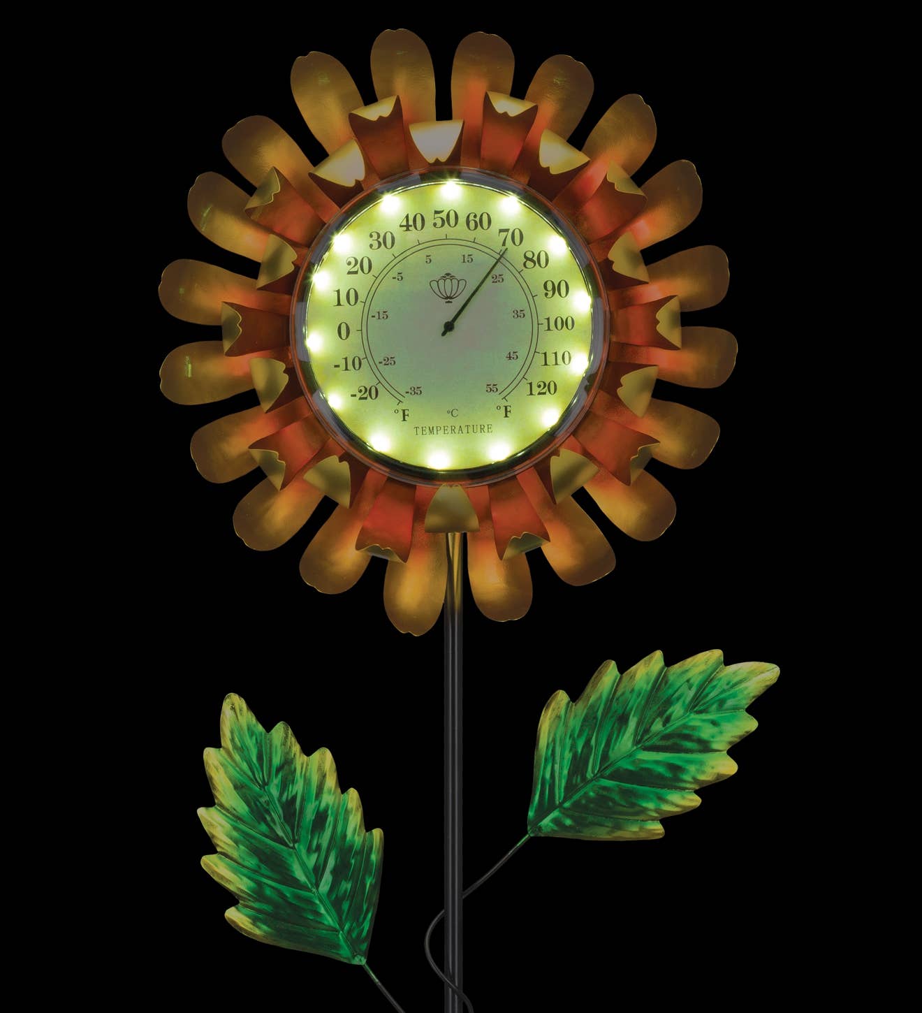 Thermometer Solar Stake - Yellow Buttercup