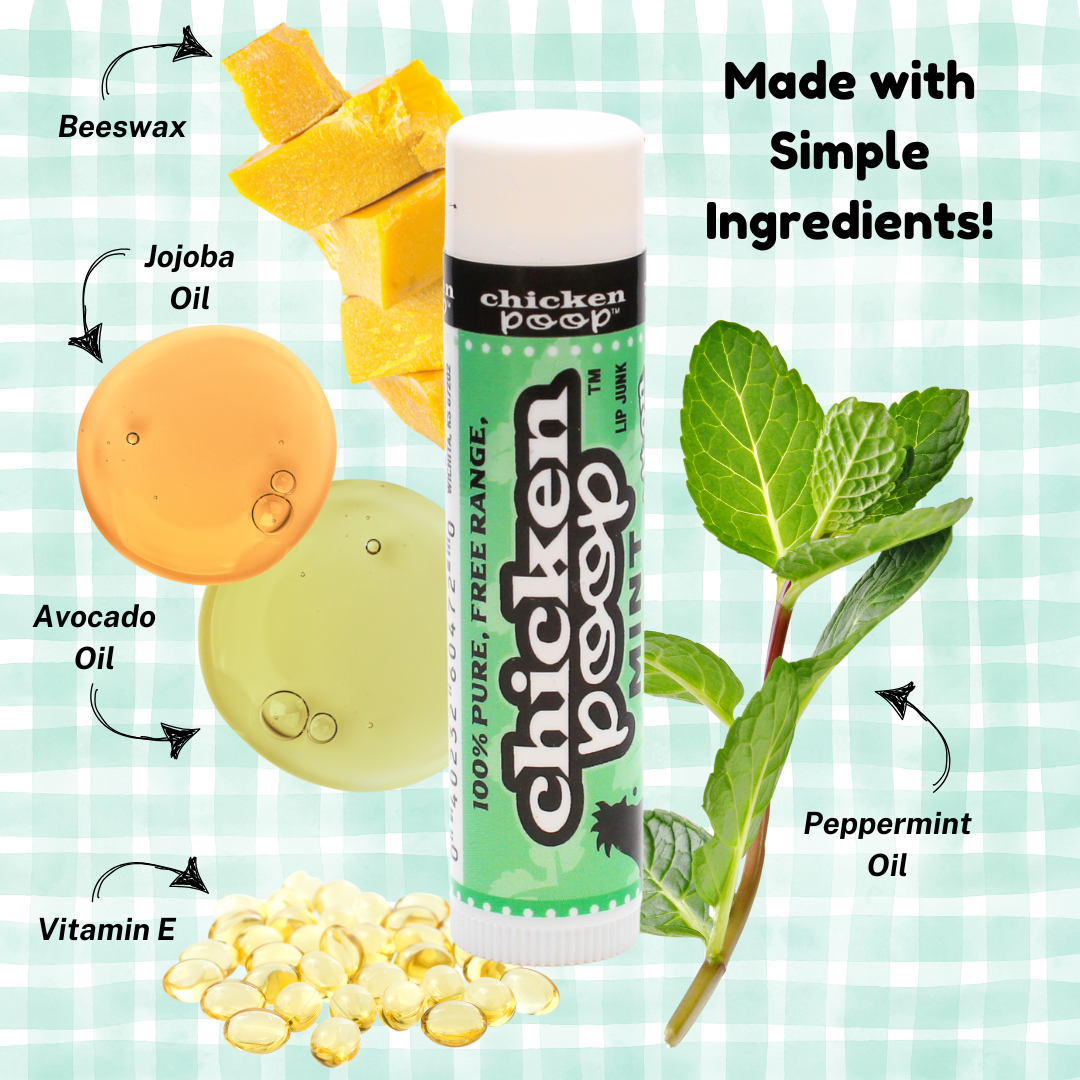 Chicken Poop® MINT Lip Balm, All Natural *1 Tube*