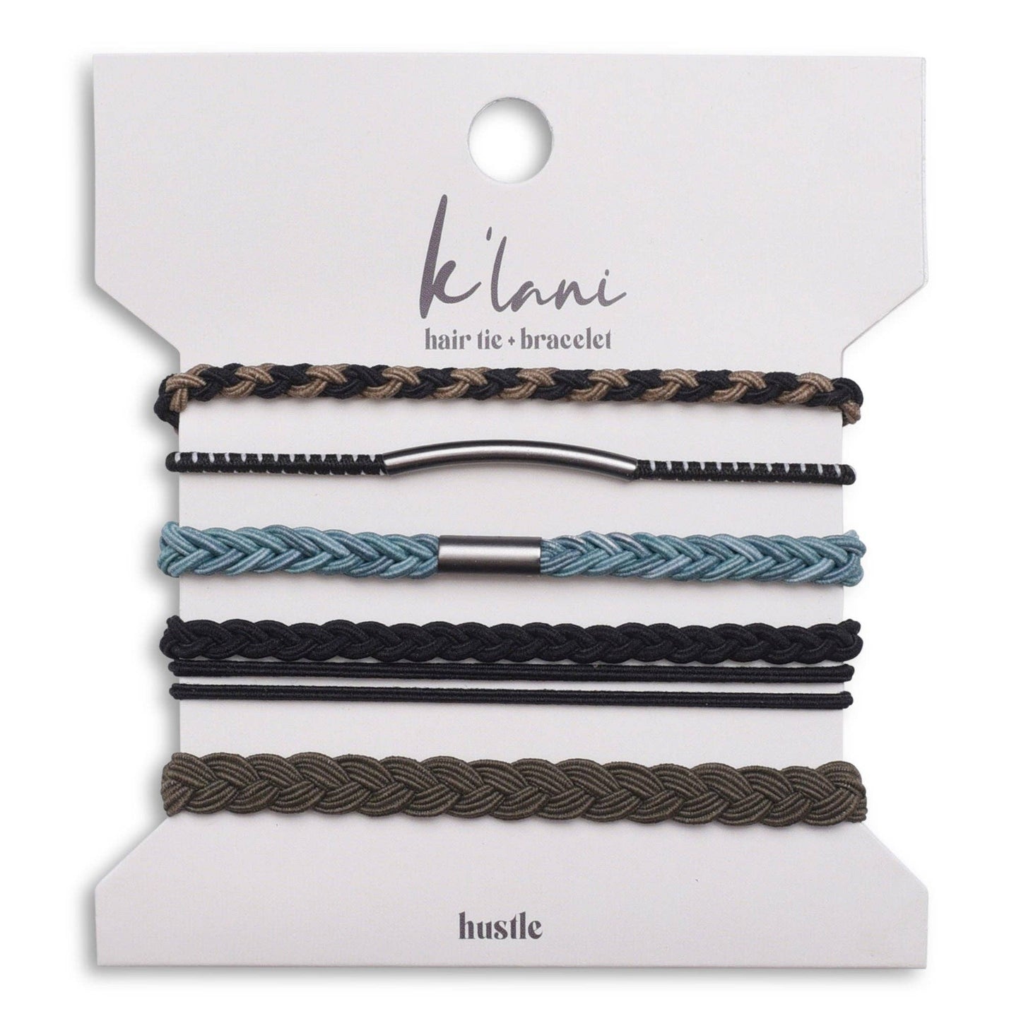 "Hustle" Brown Blue Black Hair Tie Bracelets