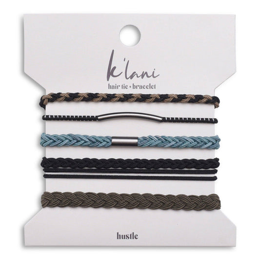 "Hustle" Brown Blue Black Hair Tie Bracelets