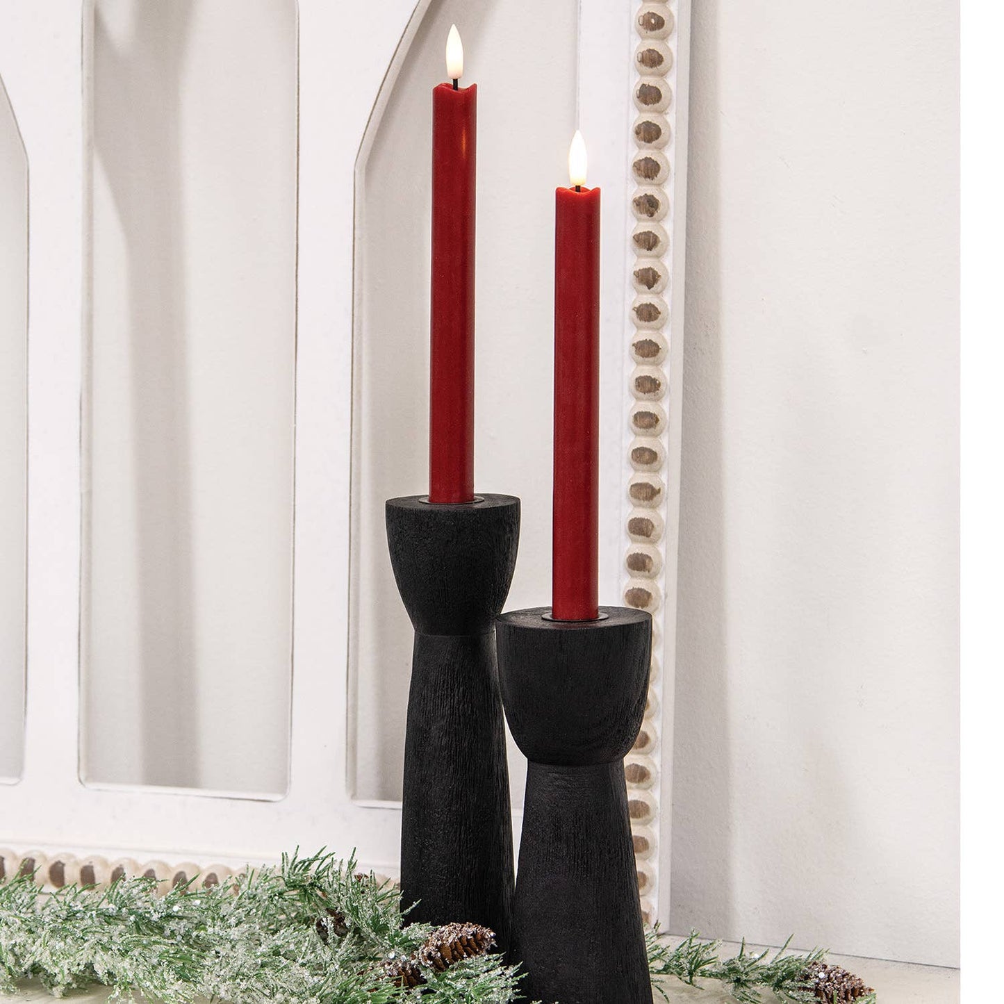 2/Set - Burgundy Wax Timer Tapers - 10"H