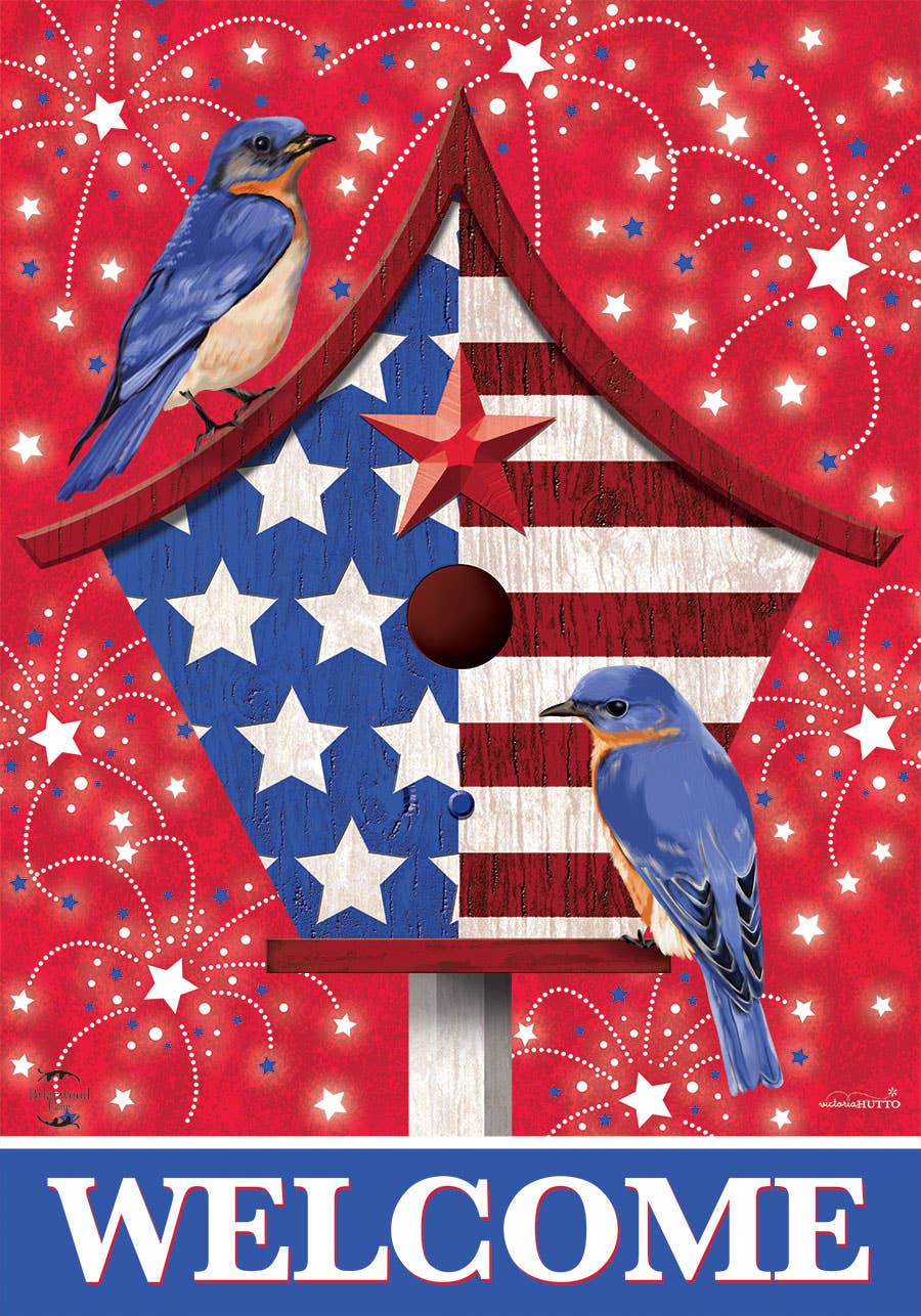 American Bluebirds Summer Garden Flag 18" x 12.5"