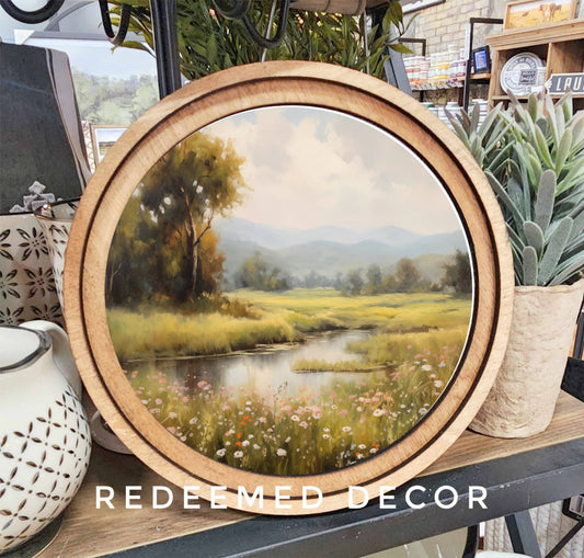 8" Round Spring Stream Art