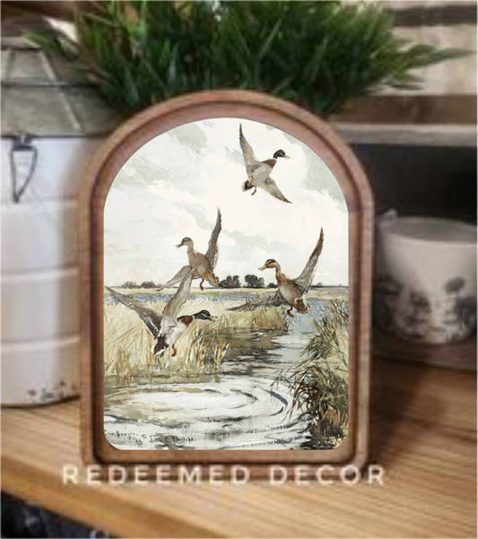 Arch Top Mallard Ducks Framed Art