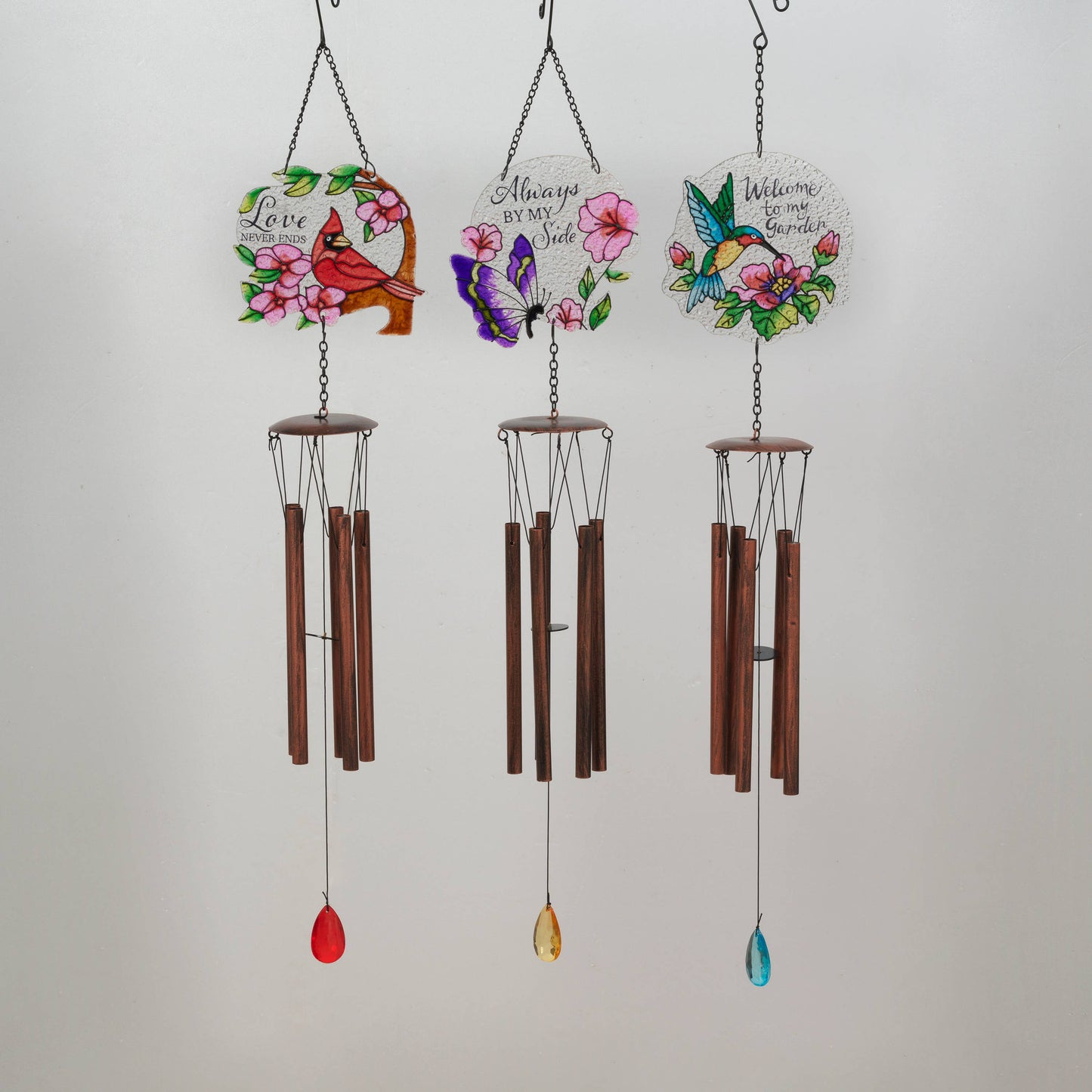 25.2"H Metal & Fused Glass Garden Friend Wind Chime