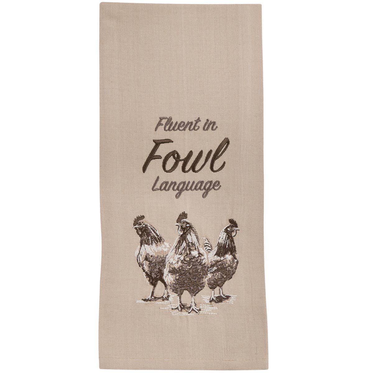 Fluent In Fowl Language Embroidered Dishtowel